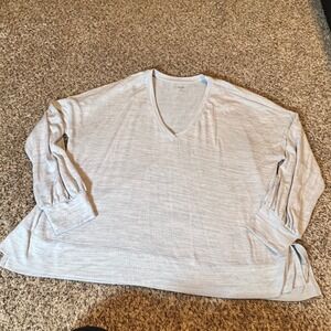 ANA A New Approach Women Light Blue V Neck Long‎ Sleeve Pullover Plus Size XXL